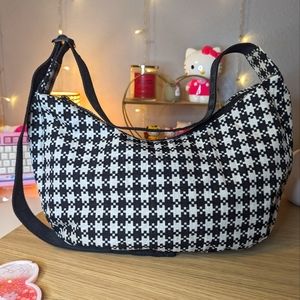 Baggu Medium Crescent B&W Pixel Gingham